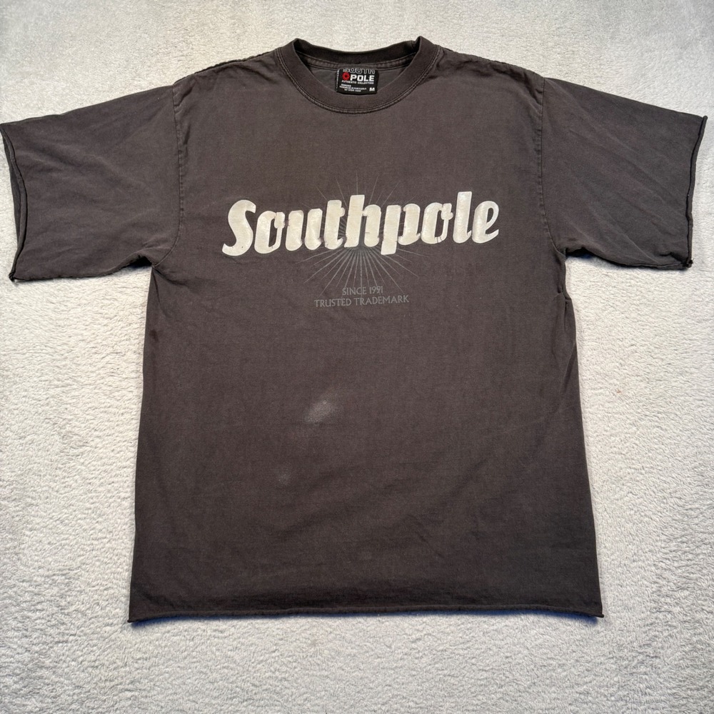 Vintage Y2K Southpole Tee Faded Black Distressed Thrashed Size Medium‎